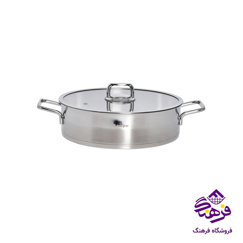 ماهیتابه استیل یونیک دو دسته سایز 28 کد 9910