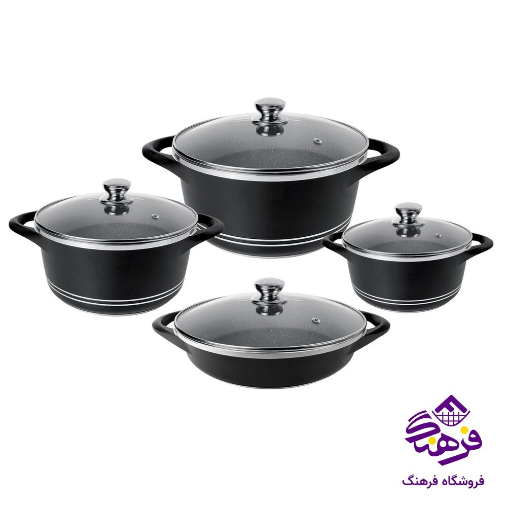 سرویس قابلمه 10 پارچه KST گرانیت مشکی 9010