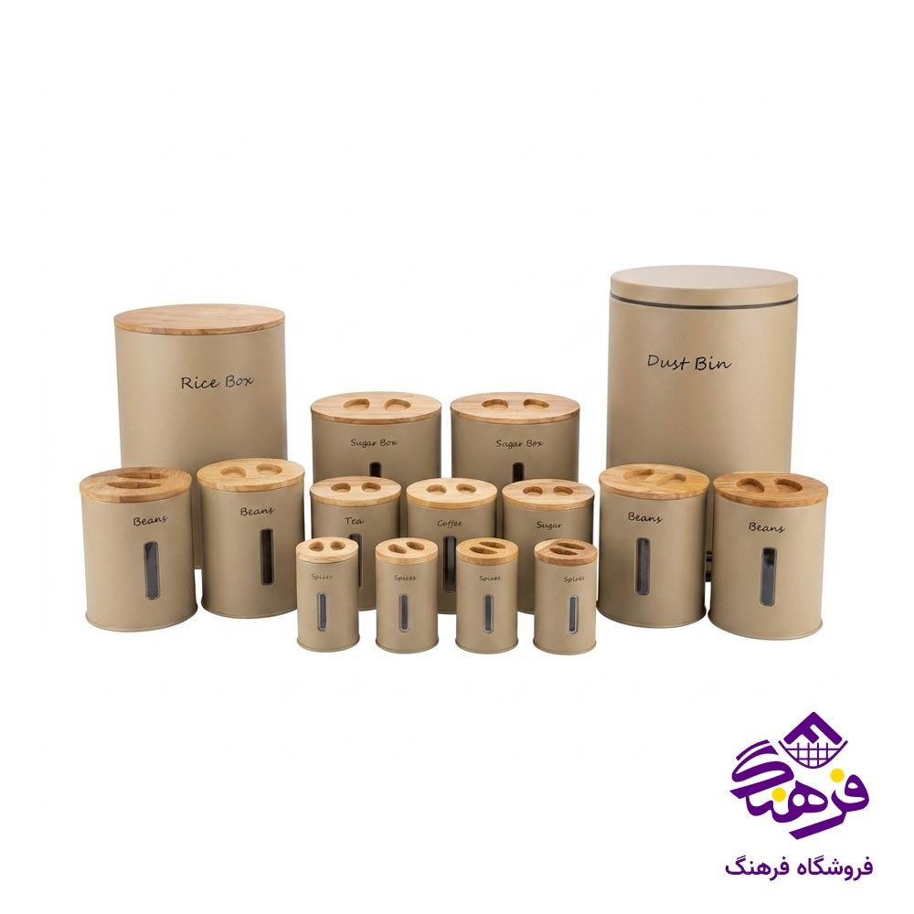 سرویس اشپزخانه 15 پارچه پنجره ای درب چوبی نسکافه ای KST 6020