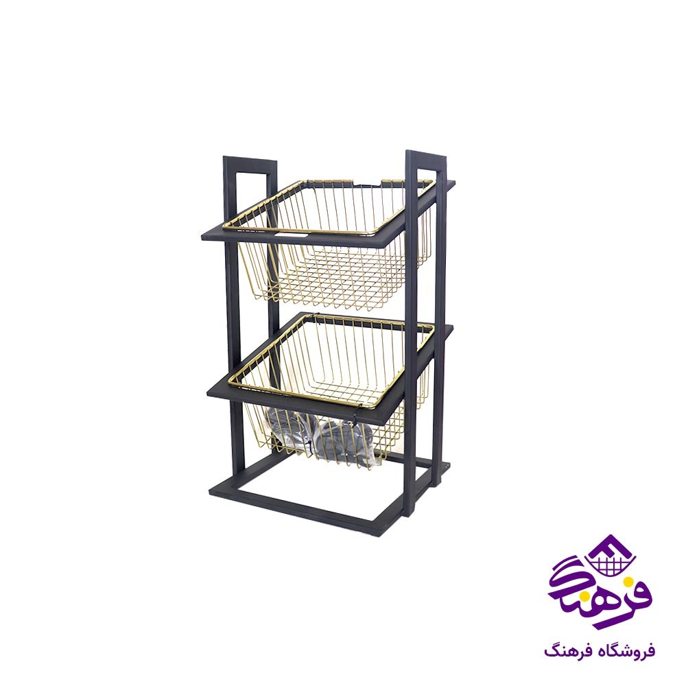 سبد سیب زمینی و پیاز مربع چرخدار 2 طبقه پیشتاز کاوه مدل گیوا 583