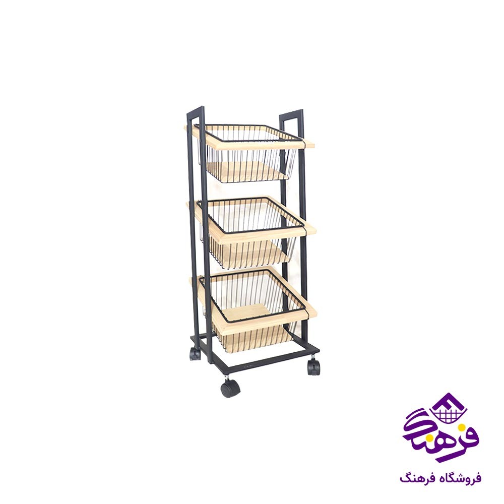سبد سیب زمینی و پیاز مربع چرخدار 3 طبقه پیشتاز کاوه مدل اداک 582