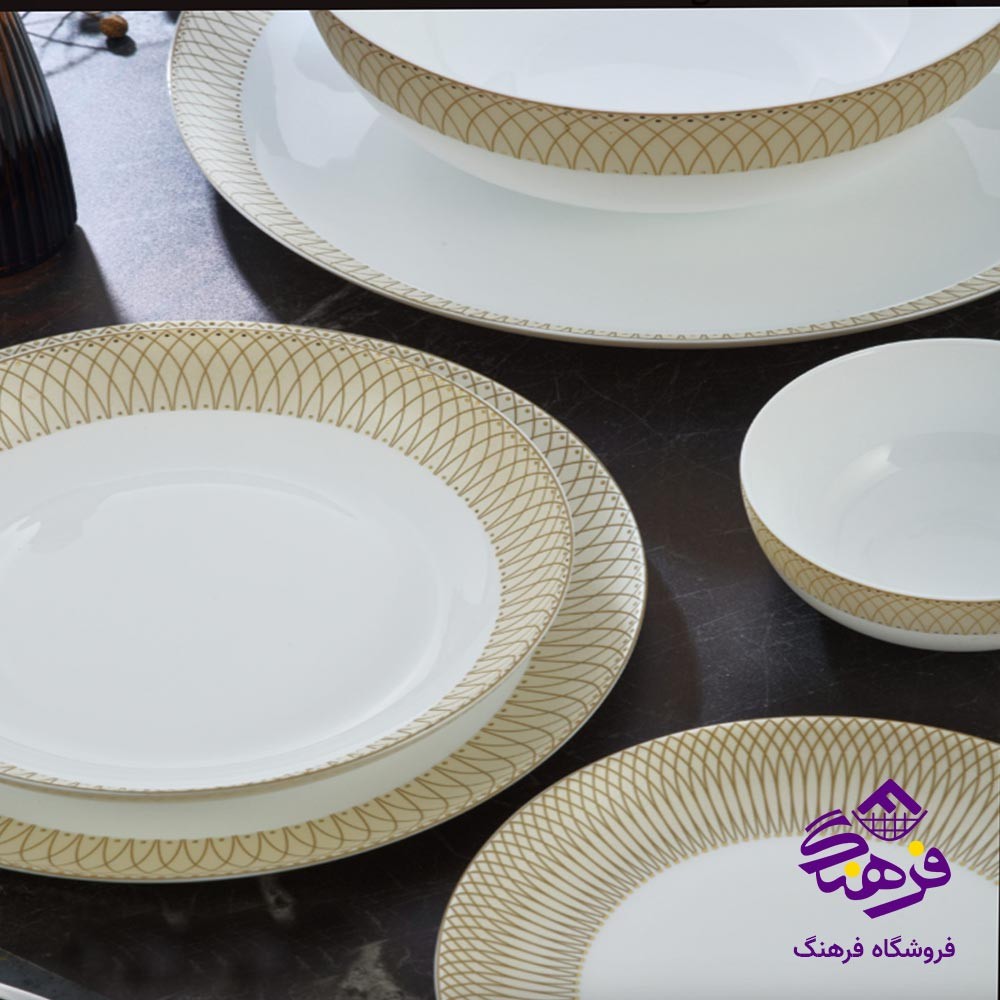 سرویس 26پارچه دیوالی ماهک عسلی گلدن اپال