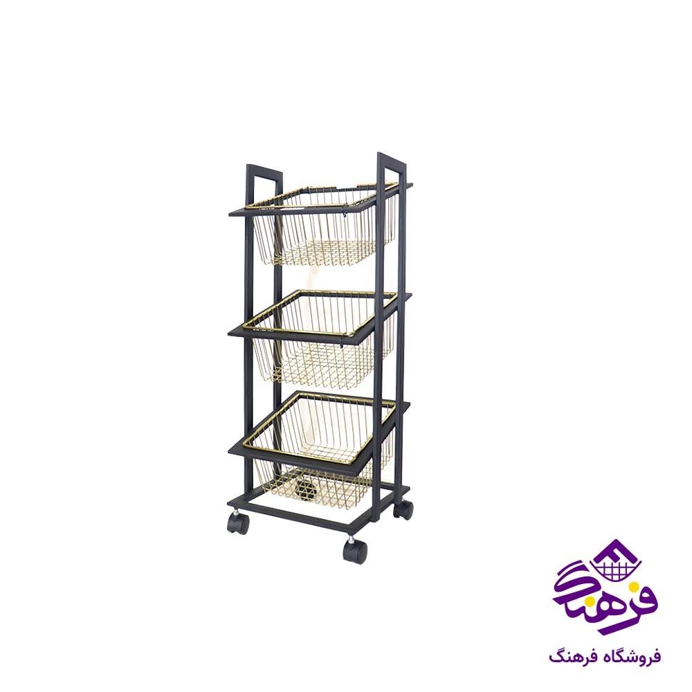 سبد سیب زمینی و پیاز مربع چرخدار 3 طبقه پیشتاز کاوه مدل گیوا 584