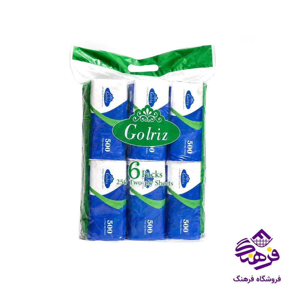دستمال کاغذی اقتصادی 500 برگ گلریز (6 عددی)