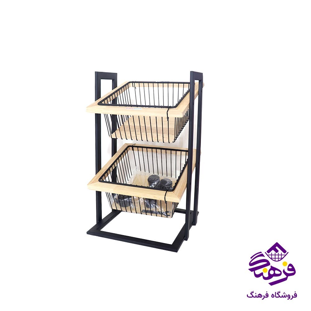 سبد سیب زمینی و پیاز مربع چرخدار 2 طبقه پیشتاز کاوه مدل اداک 581