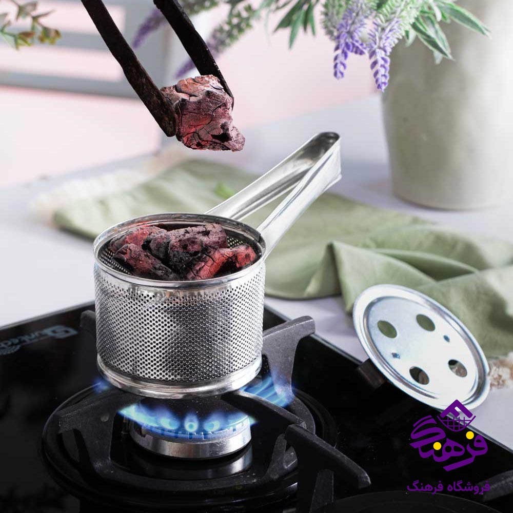 اسپند دود کن و زغال سرخکن دسته فلزی گلچین