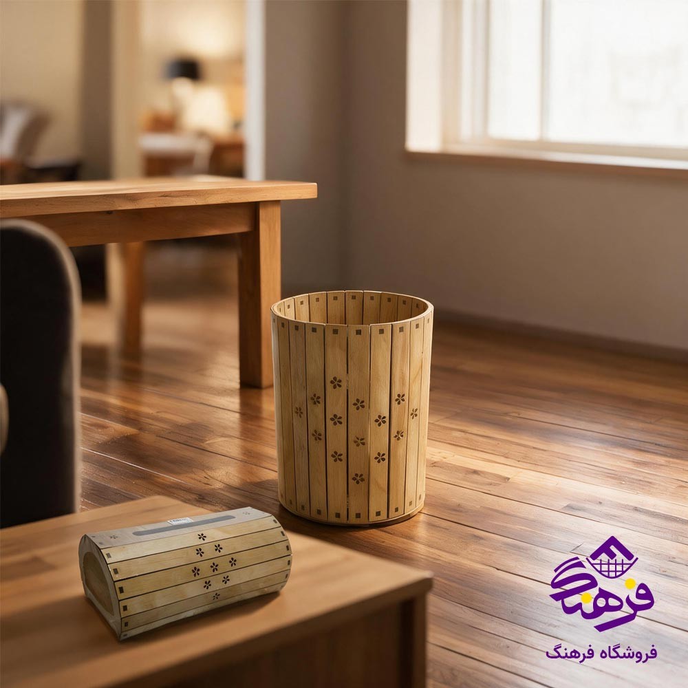ست سطل و جای دستمال یونیک مدل حصیری کد 2969