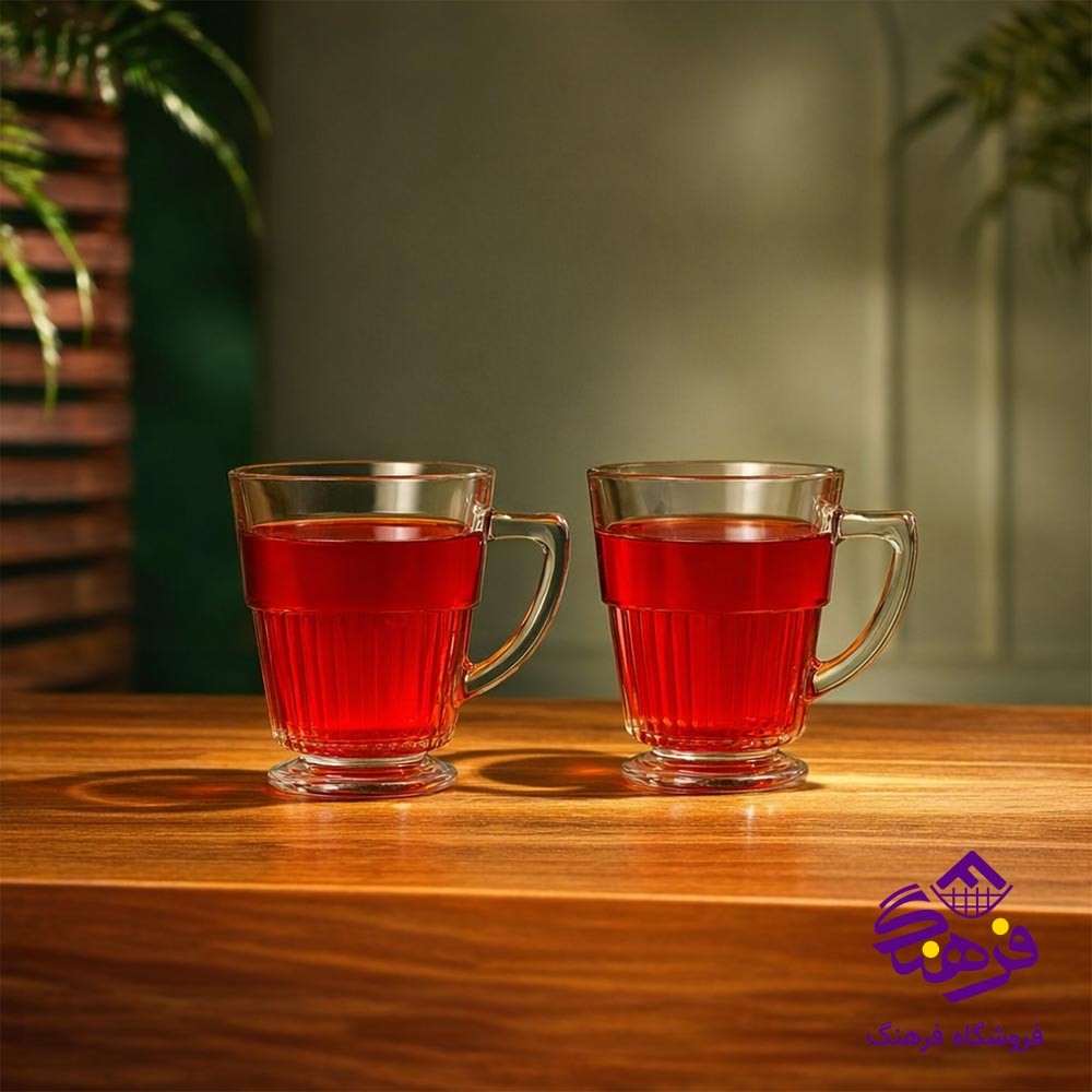 لیوان شیشه ای پایه دار لیمون 290 سی سی (6 عددی)