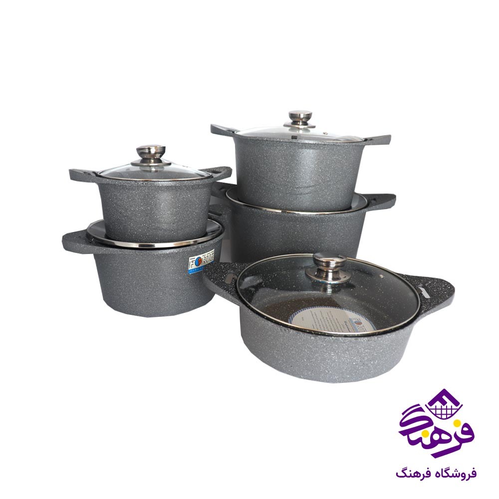 سرویس قابلمه 10پارچه ایکون فورته خاکستری