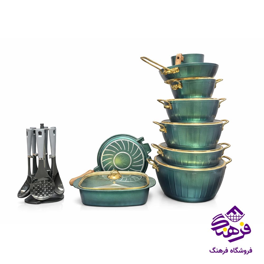 سرویس قابلمه 24 پارچه پویان مهر مدل ویولا اویز پلاس (سبز)