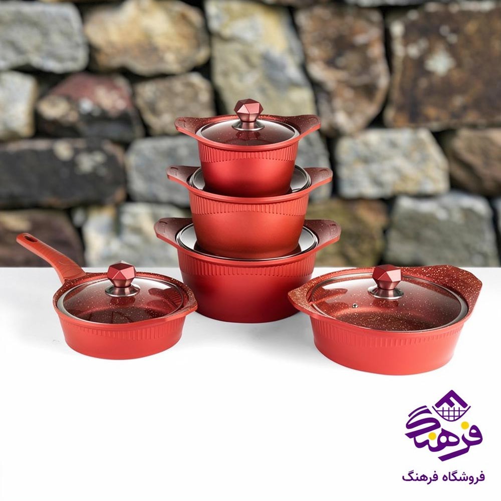 سرويس قابلمه 10 پارچه گرانيت زرشکی ارتيستون کد 10911