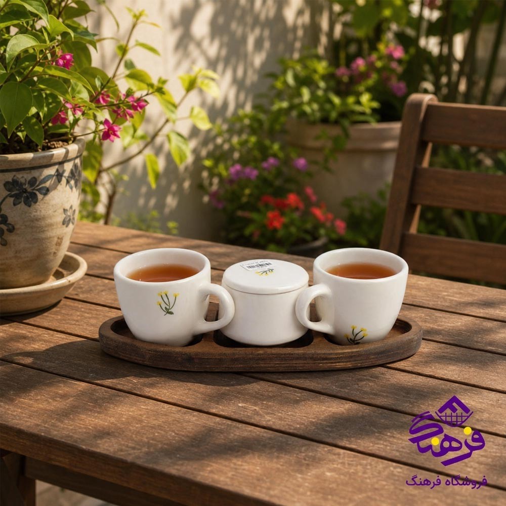 ست چای خوری دل کادو زیر چوبی 2 نفره