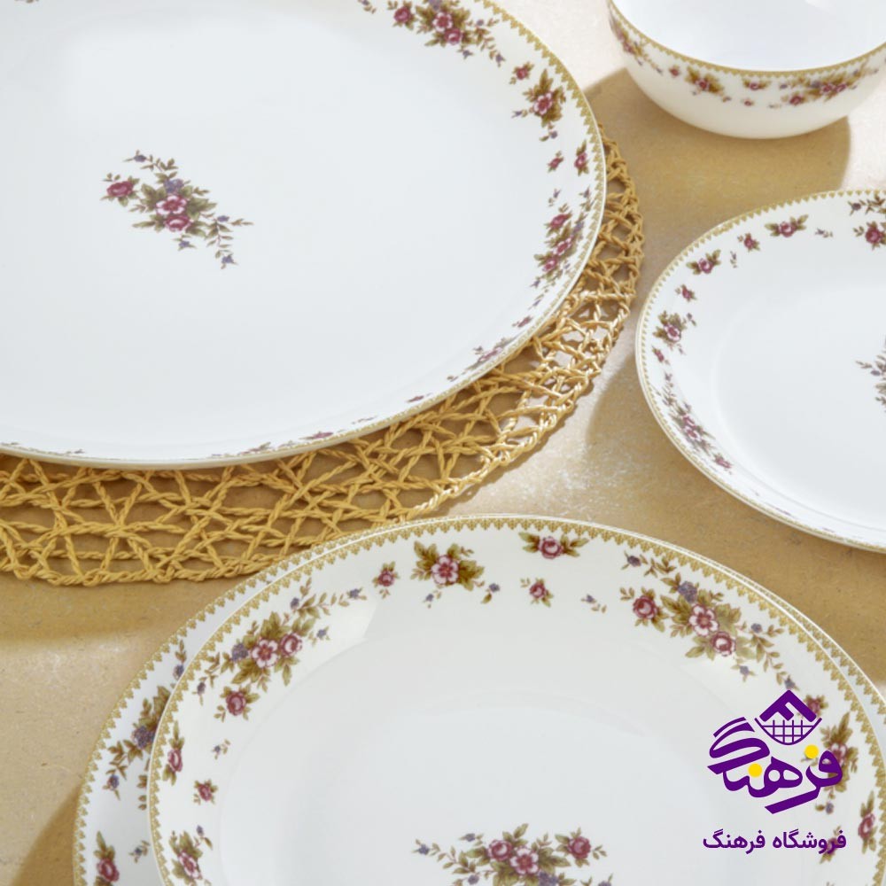 سرویس غذا خوری 26 پارچه گلدن اپال مدل گل دار رز مدرن