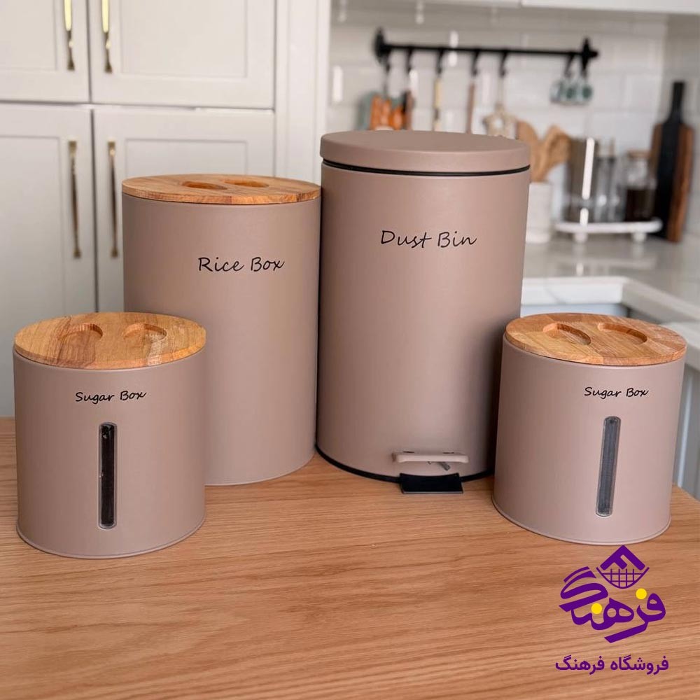 سرویس اشپزخانه 4 پارچه KST مدل درب چوبی 6420 (موکا) 