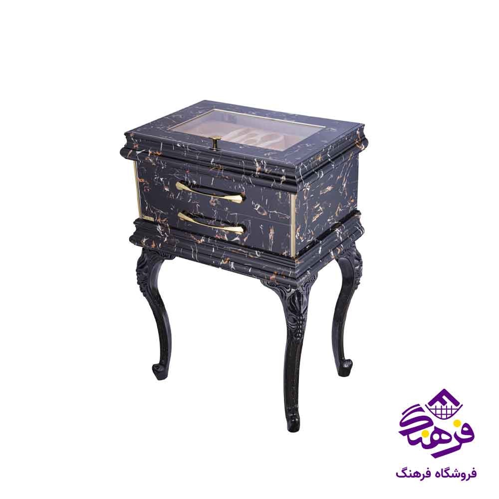 کنسول پایه دار قاشق و چنگال سلطنتی مرمریت مشکی شاینیکس 2006
