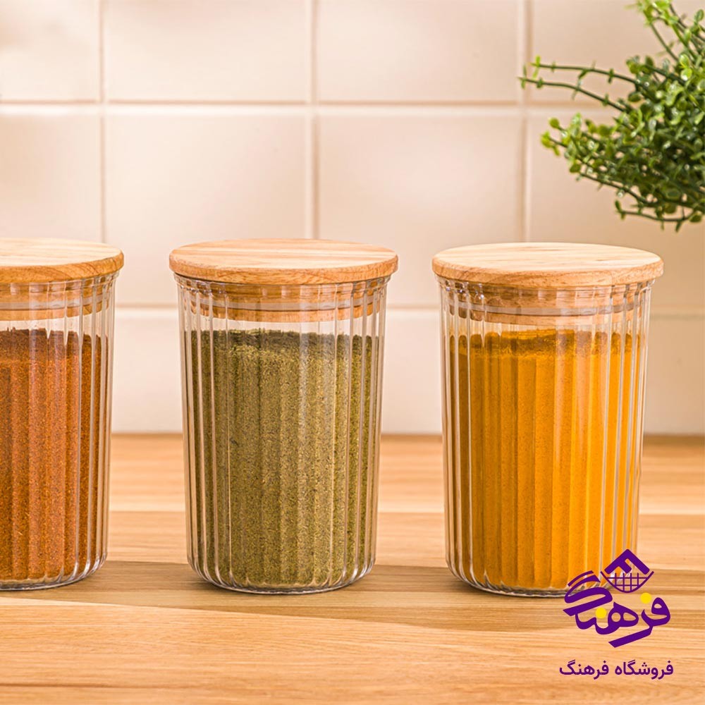 جا ادویه شیاردار درب چوبی لیمون 250 میلی لیتر