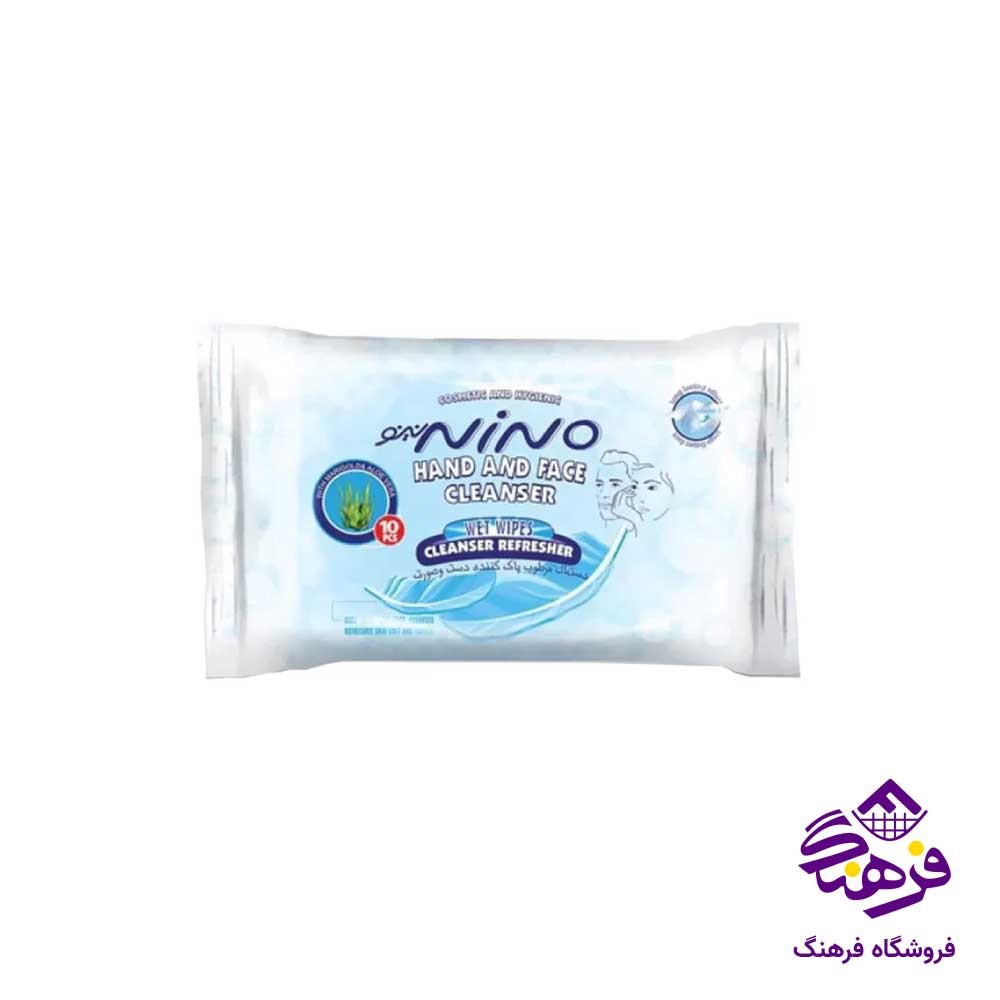 دستمال مرطوب پاک کننده دست و صورت نینو
