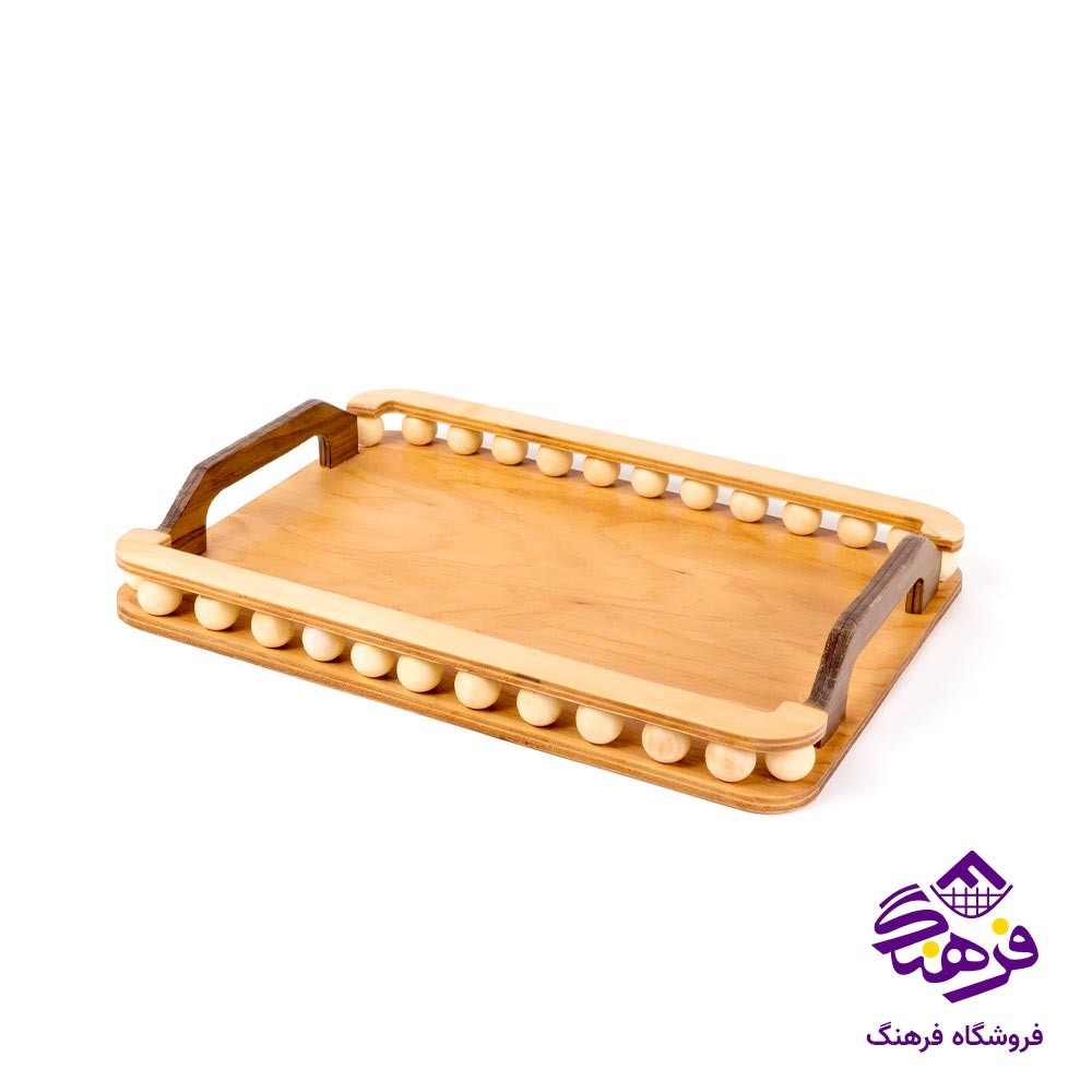 سینی دل کادو دسته چوبی مهره دار