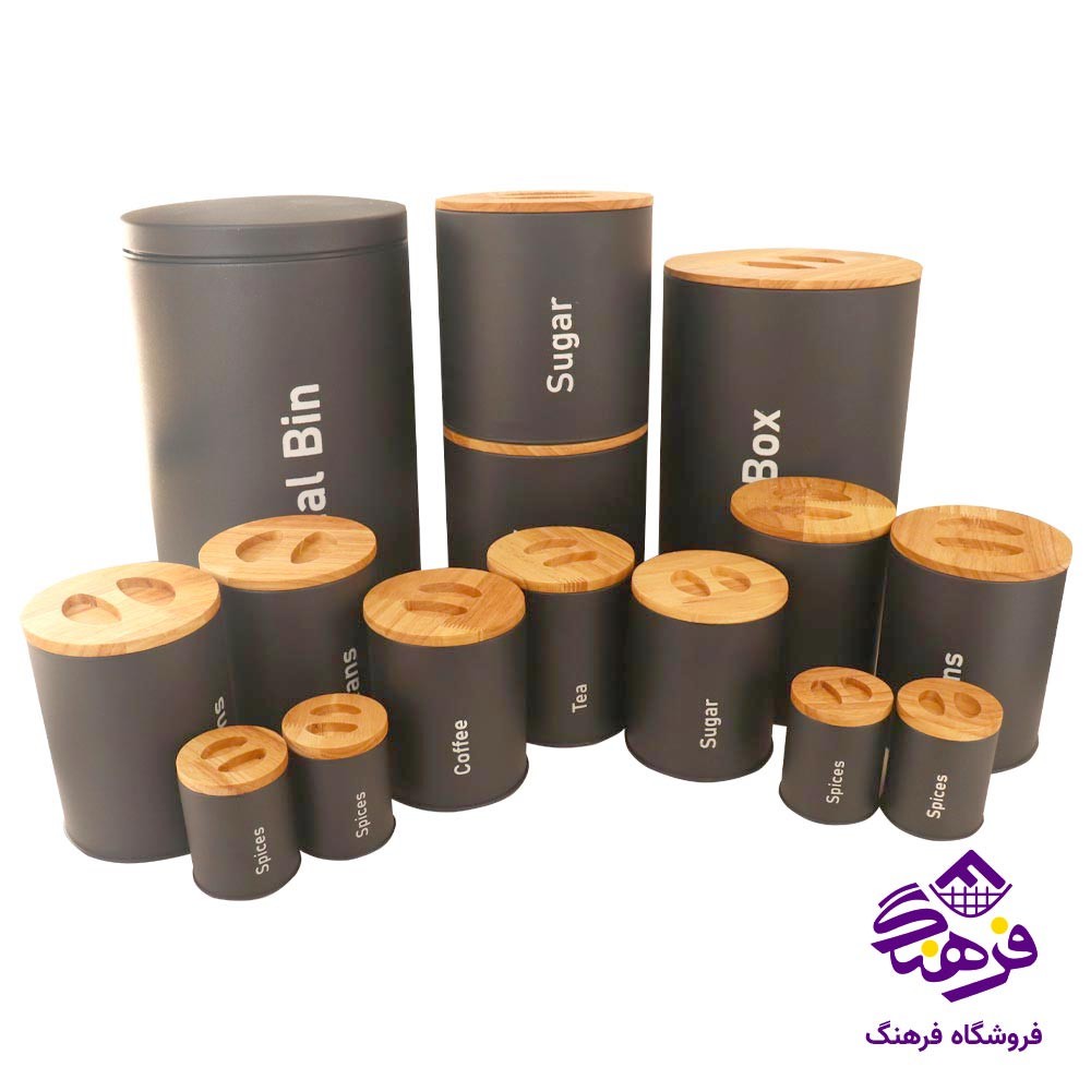سرويس اشپزخانه 15پارچه مشکی درب چوبی KST 6010