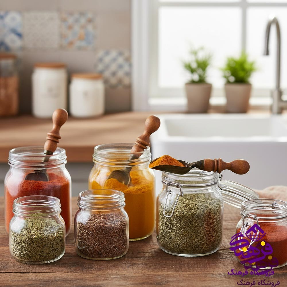  قاشق ادویه دسته چوبی 3 عددی