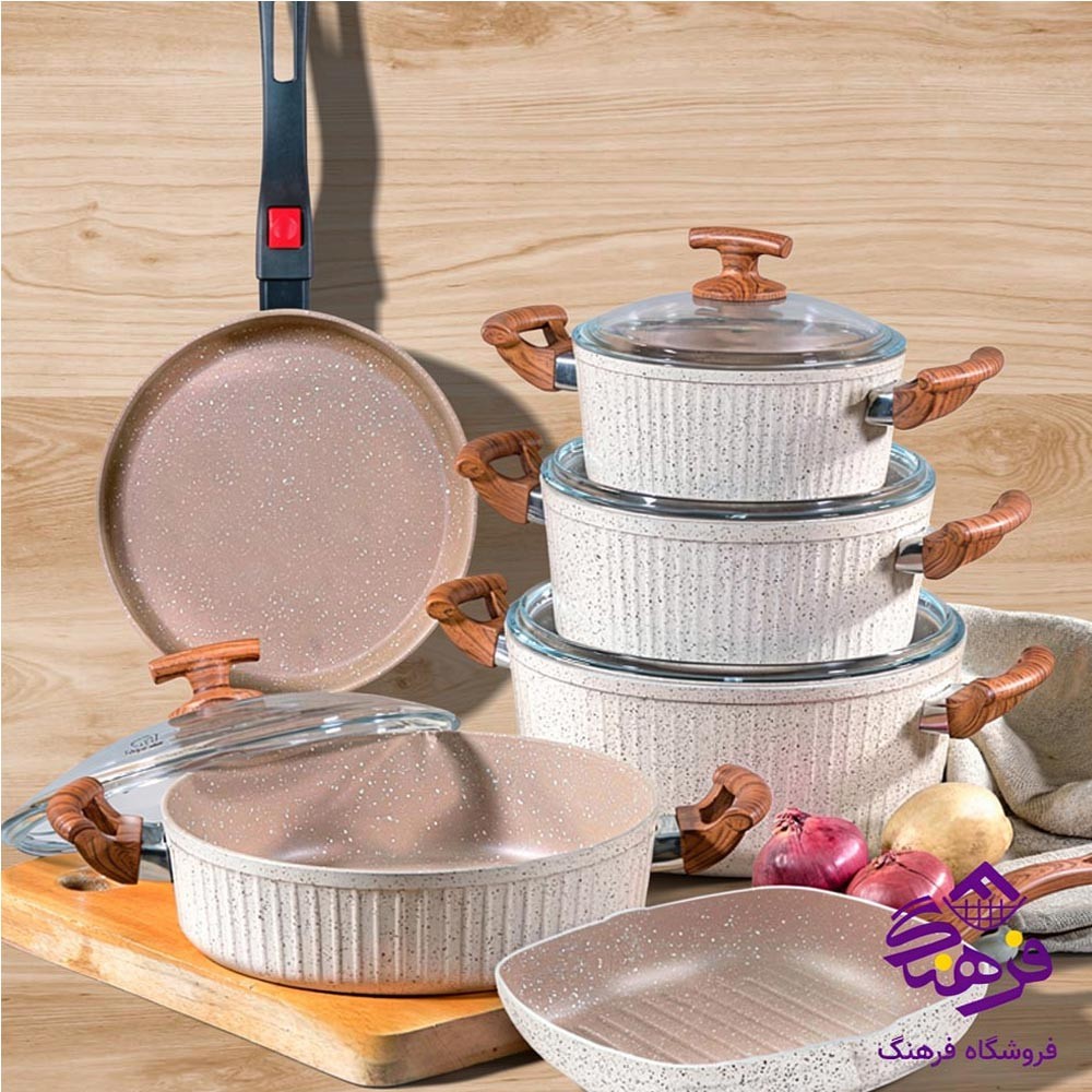 سرویس قابلمه 10پارچه ELSA درب سیلیکونی کرم پویان