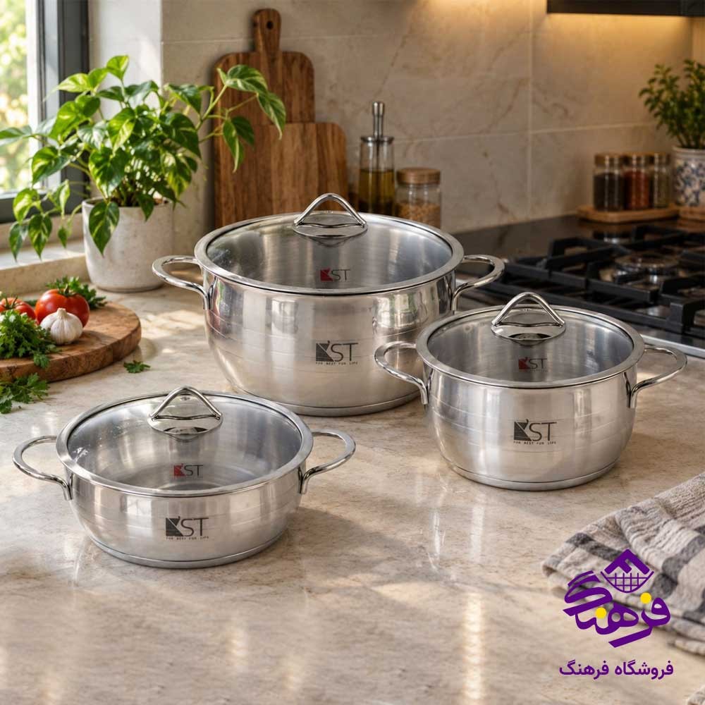 سرویس قابلمه 6 پارچه استیل KST کد 5220