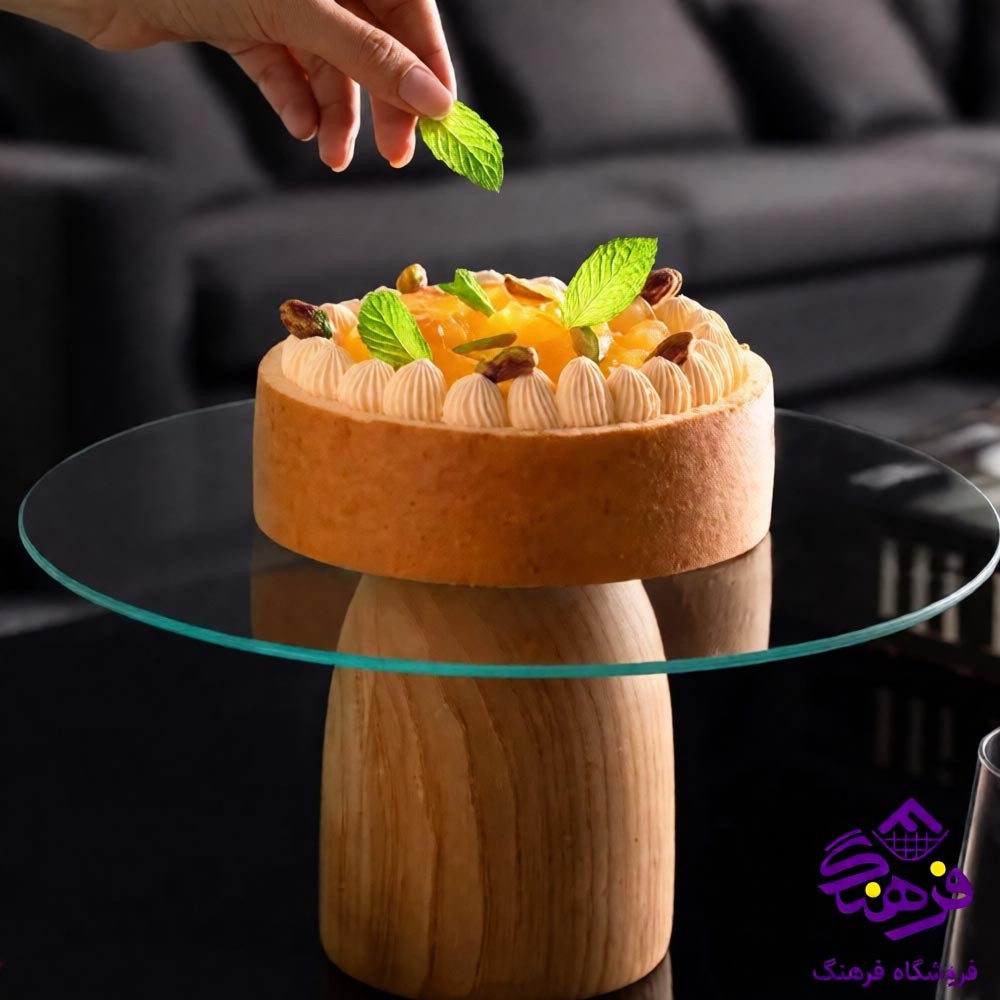 سینی سرو شیشه ای پایه چوبی پانیا 28 رایکا