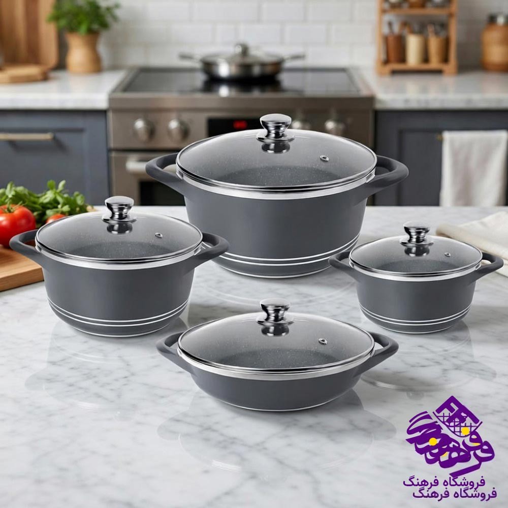 سرویس قابلمه گرانیت 10 پارچه KST 9010 طوسی
