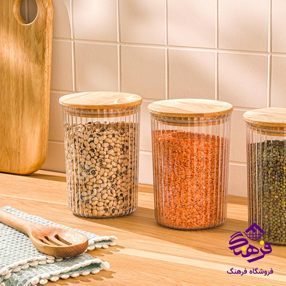 بانکه لیمون مدل شیاردار درب چوبی 900 میلی لیتر