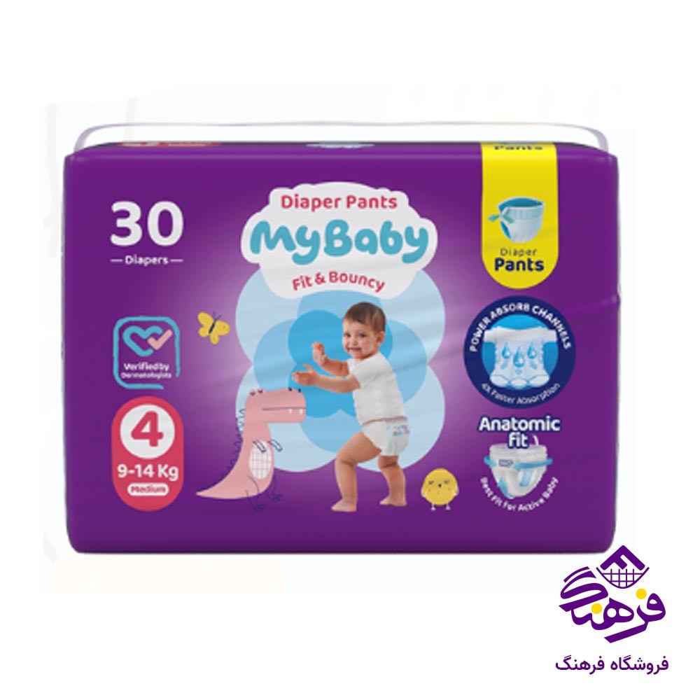 پوشک شورتی مای بیبی مدل کانال دار سایز4 (30 عددی)