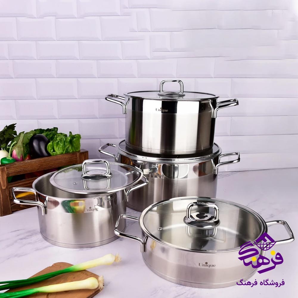 سرویس قابلمه 8 پارچه استیل یونیک کد 9990