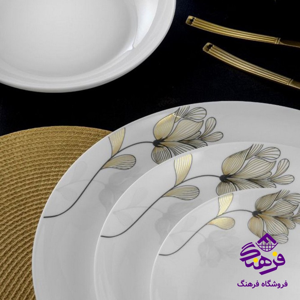 سرويس 26پارچه ديوالي رزگلد طلايي گلدن اپال