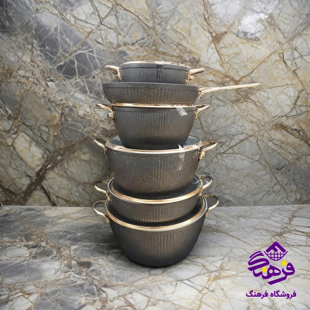 سرویس قابلمه 11 پارچه پویان مهر مدل رولکس اویز (کرم)