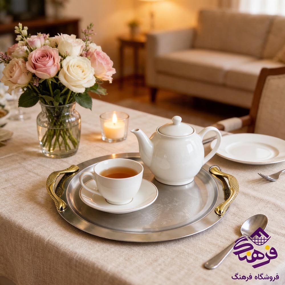 سينی گرد منتیا مدل دسته طلايی زاماک 1533