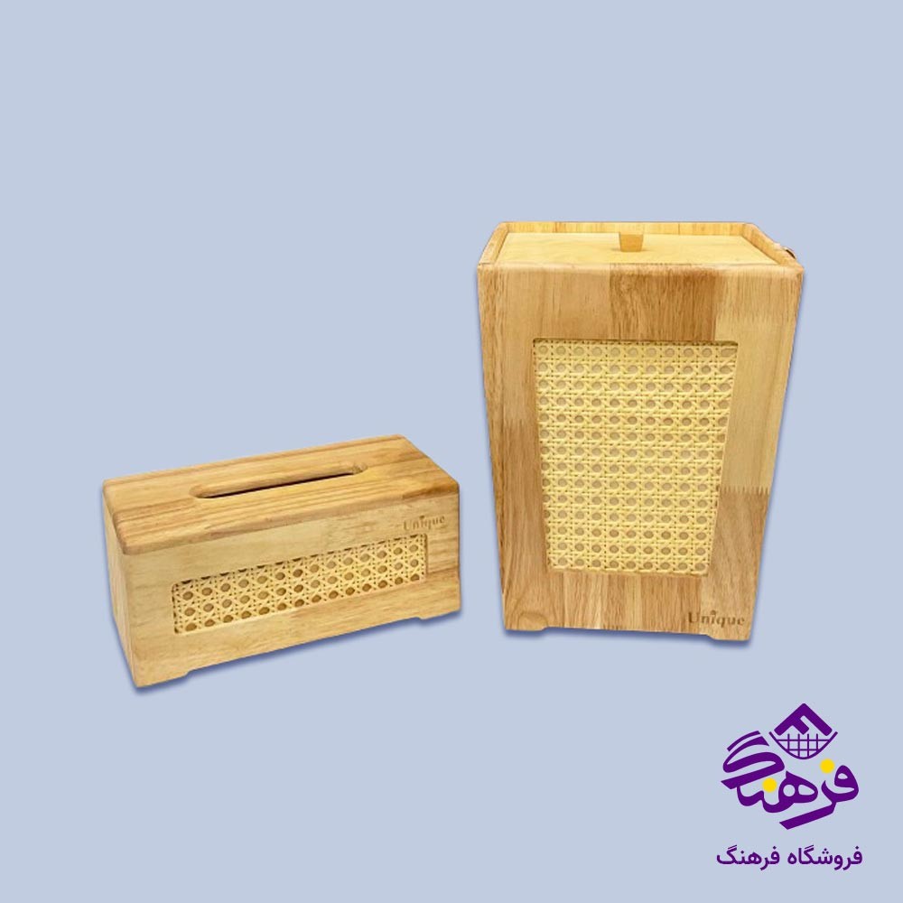 ست سطل و جای دستمال یونیک مدل حصیری کد 2969