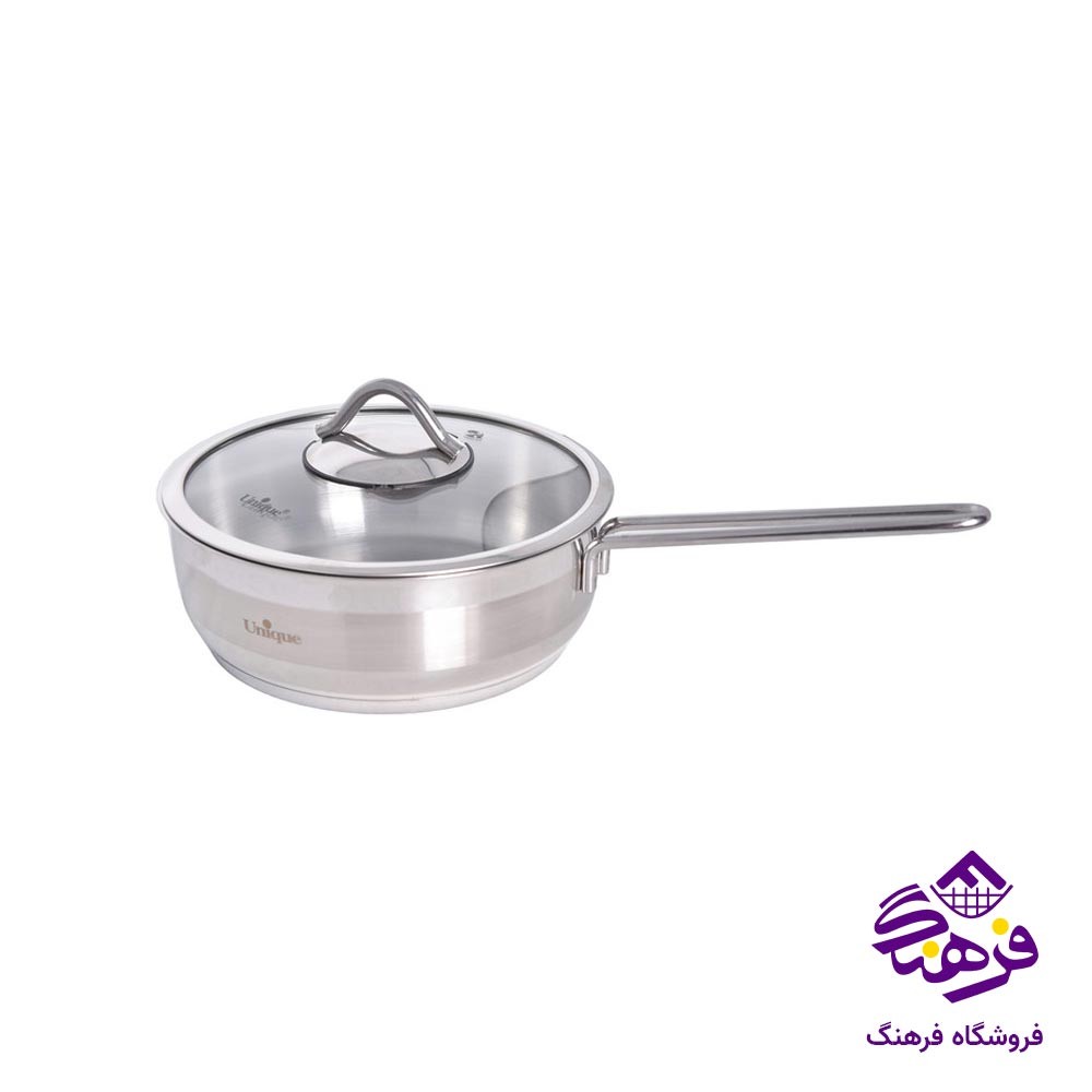تابه استیل یونیک درب دار تک دسته سایز 20 کد 9941A