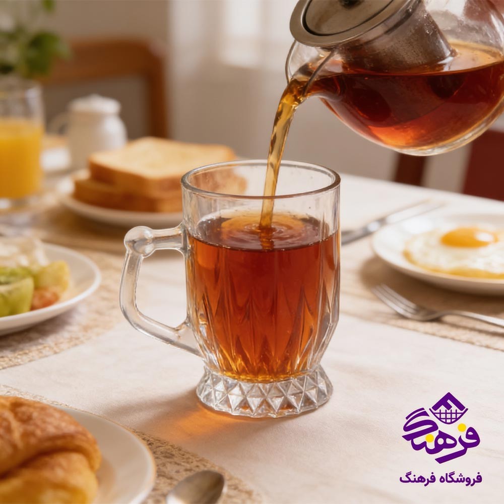 نیم لیوان بلور بیمیکس مدل البا دسته دار (6 عددی)
