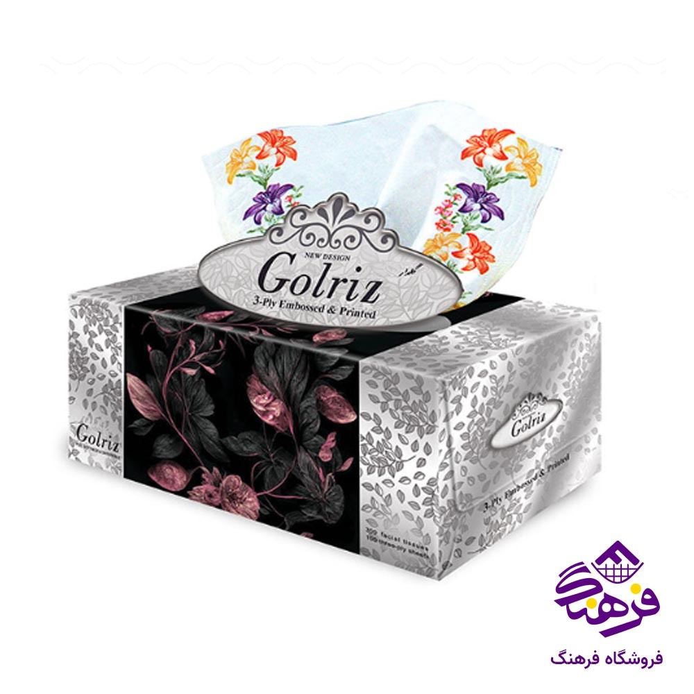 دستمال کاغذی گلریز  مدل برگ طلایی و نقره ای  300 برگ