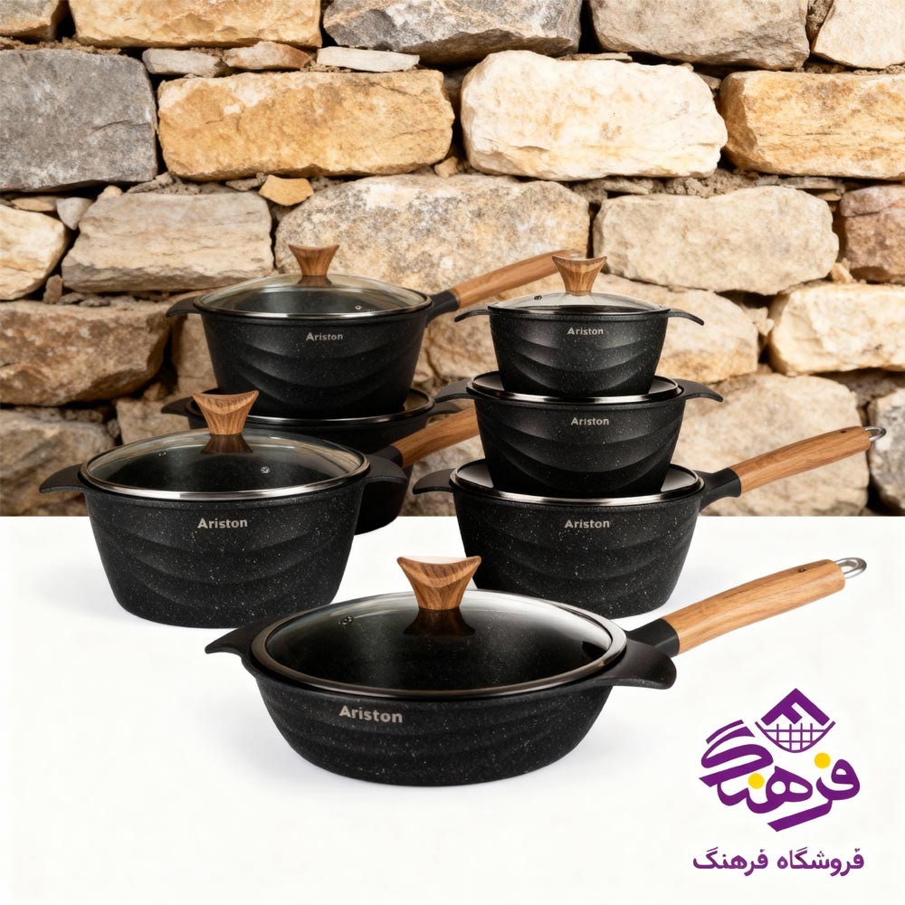 سرویس قابلمه 8 پارچه چدن کلاسیک ارتیستون مشکی کد 8710