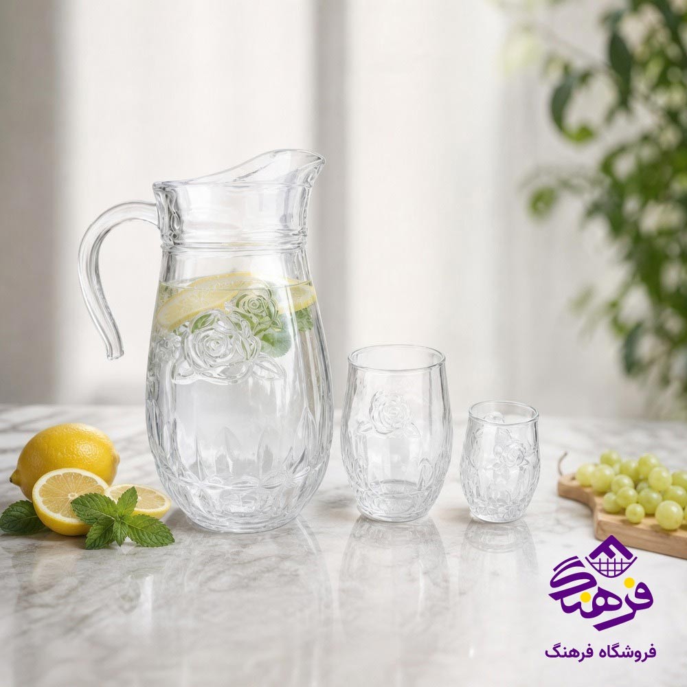 سرویس جام و گیلاس و نیم یک بلور کاوه مدل رزا