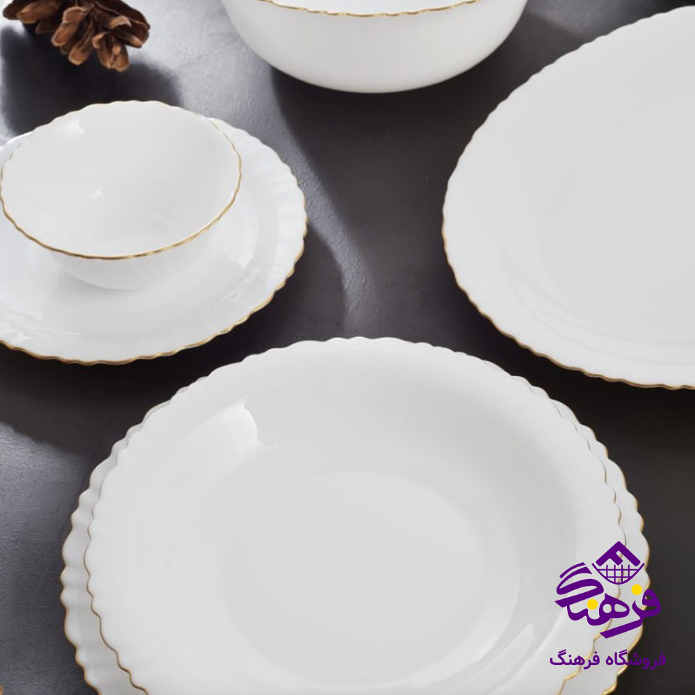 سرويس 25پارچه کنگره گلدن اپال طرح لب طلا اقتصادي 